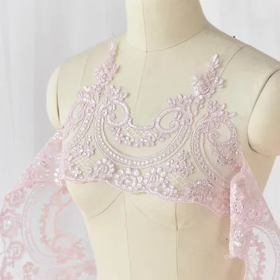 Pink 3yards Новинка 10 Цветов Блестки Красивая Вышивка Свадебное кружево Аппликация отделанная кружевом Ткань DIY ремесла ширина 24 см 3Yds/лот - Цвет: Pink 3yards
