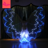 ruoru belly dance led isis wings with adjustable stick belly dance accessories lighting up led wings stage performance props