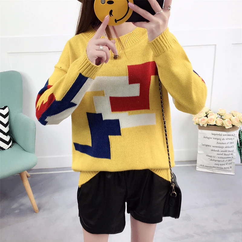 Autumn Winter Women Knitting Sweaters Pullovers Tops 2018 Female Casual Loose Long Sleeve Knitted Sweater Jumper Sweter | Женская одежда