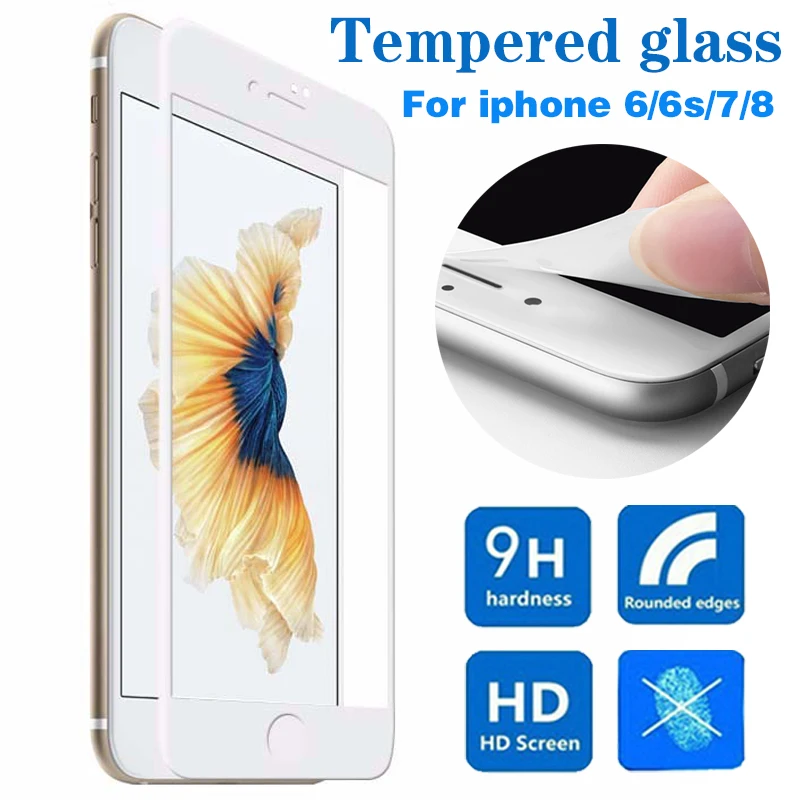 3d стекло на iphone 7 6 Защитное для 6s 8 plus углеродное волокно мягкий край протектор