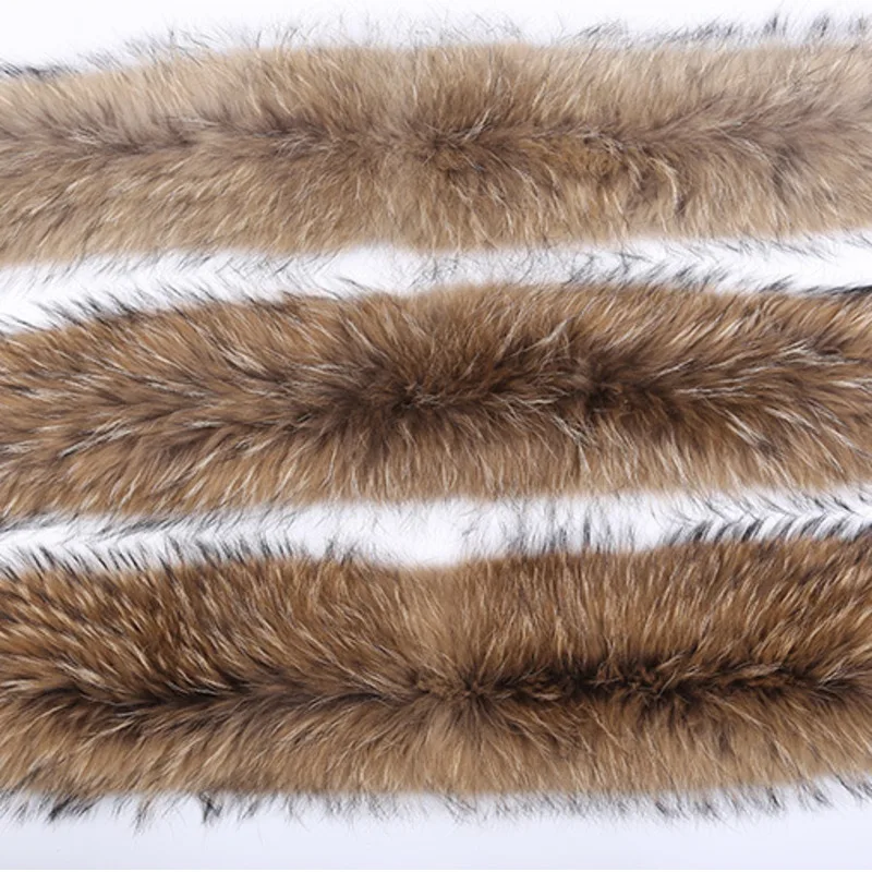 

YECHNE Brand Length 70cm Width 14cm Winter Woman Famale 100% Raccoon Fur Scarf Collar Warm Genuine Fur Collar