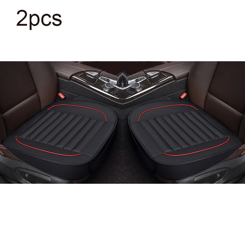 Black front 2pcs Automobiles Seat Cover Interior Auto Accessories PU Leather Car Seat Cover Four Seasons Universal Protector Seats Cushion Sets - Название цвета: Black front 2pcs