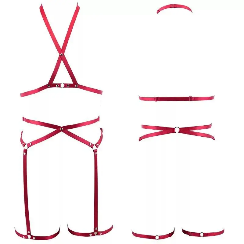 Fashion Elastic Red Body Harness Adjustable Bodycage Bondage Burlesque Sexy Strappy Fetish |