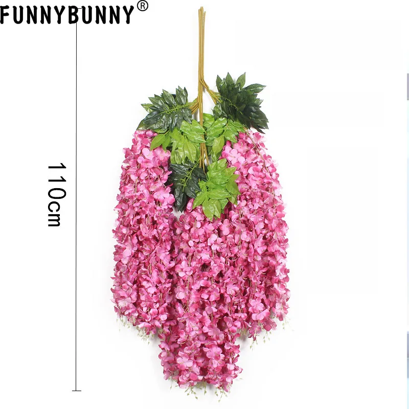 FUNNYBUNNY искусственная Глициния лоза ротанга Висячие Гирлянда цветков глицинии