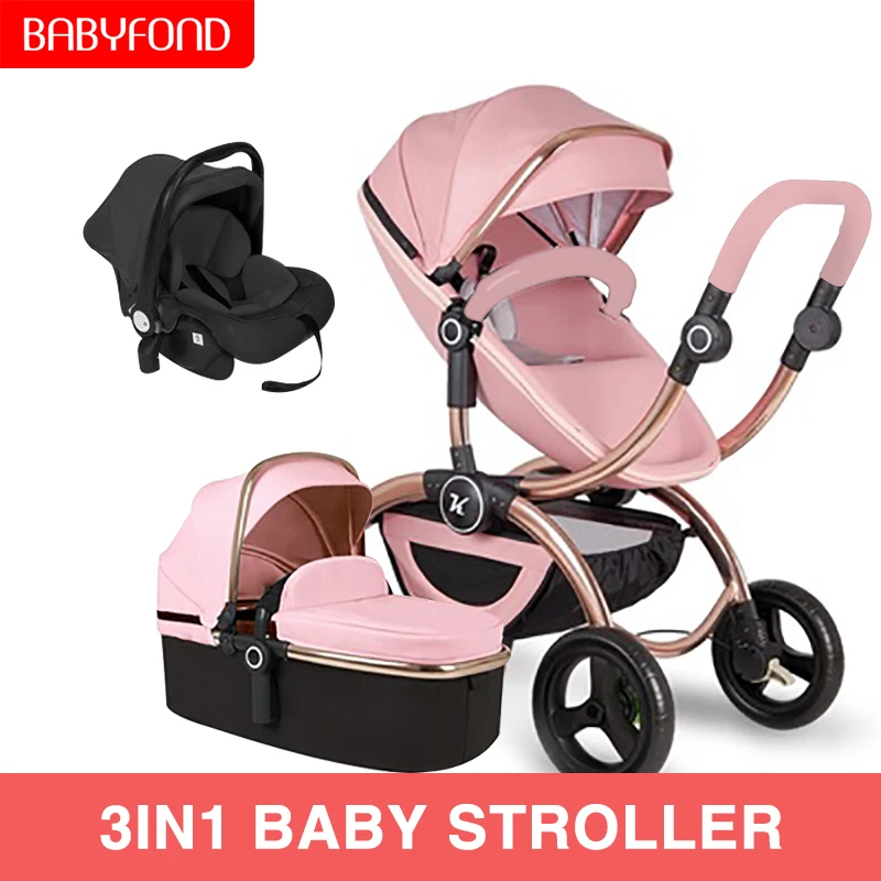 Коляска Babyfond 3 в 1 Роскошная детская коляска с высоким ландшафтом двусторонняя