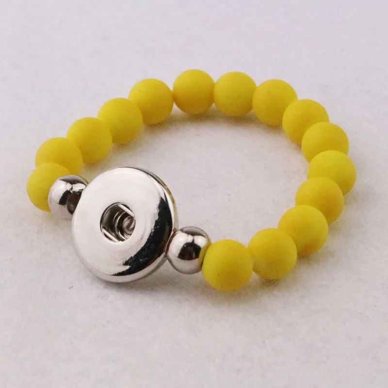 Новые модные синие эластичные браслеты 8 мм с бусинами и металлическими кнопками