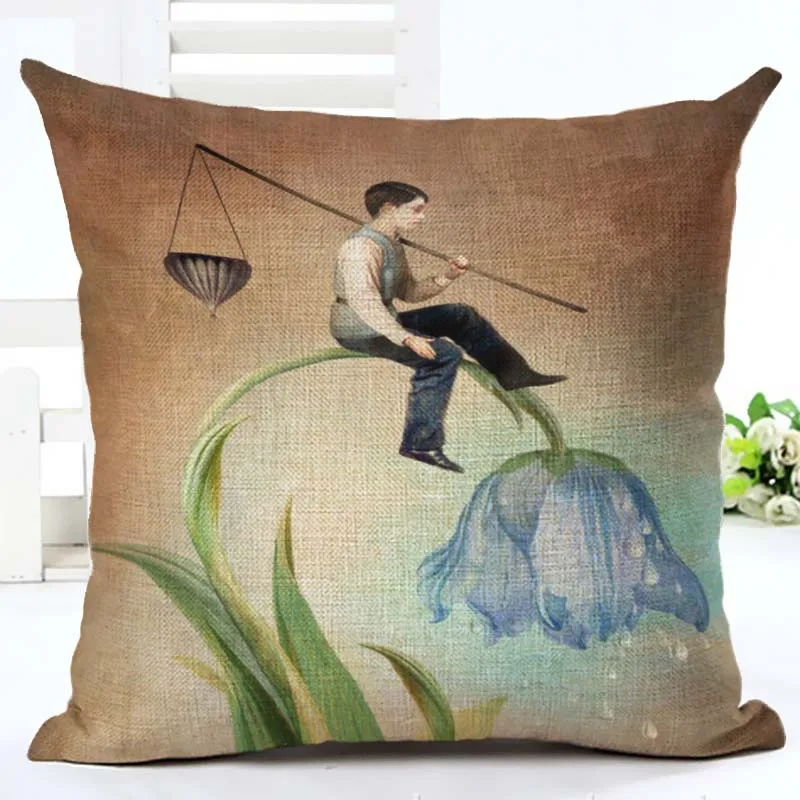 18-дюймовая хлопковая льняная наволочка с мультяшным принтом домашняя