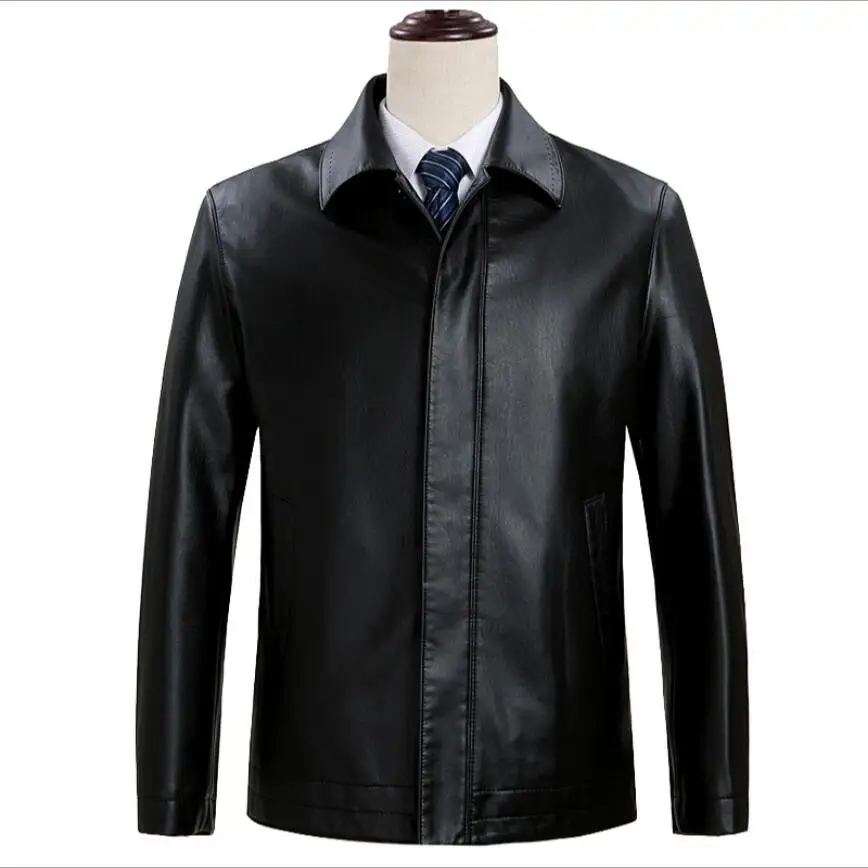 

S-4xl Spring And Autumn New Leather Clothing Men's Genuine Sheepskin Middle-aged Leather Jacket Dad Buttons Casual Jacket Coat