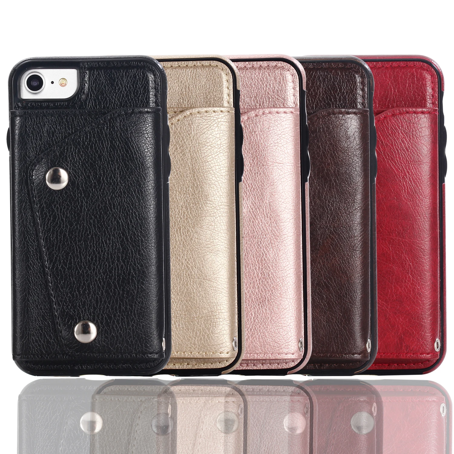 Fashion Wallet Flip Card Stand Leather Cover for Iphone X 8 7 6 6S Plus Samsung S9 S8 NOTE Soft Flexibility Business Case |