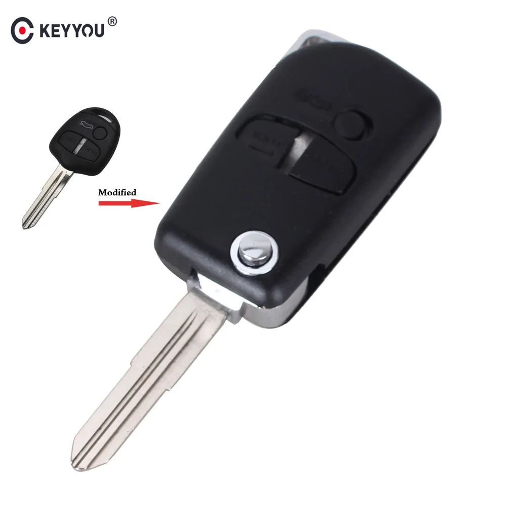 KEYYOU 10pcs 3 Buttons Flip Remote Key Shell For MITSUBISHI Pajero Triton Lancer Evo Fob Keyless Entry Blanks Case Left Blade | Автомобили