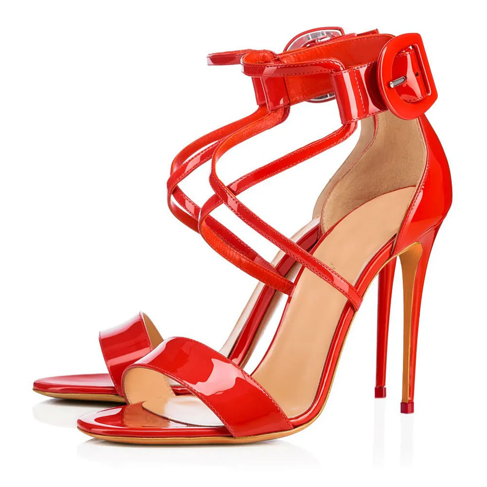 Фото Aiyoway 2019 Spring Women Shoes Peep Toe High Heels Sandals Ankle Buckle Cross Strap Ladies Wedding Party Black Red White Обувь Aiyoway 2019 Spring Women Shoes Peep Toe High Heels Sandals Ankle Buckle Cross Strap Ladies Wedding Party Black Red White Обувь