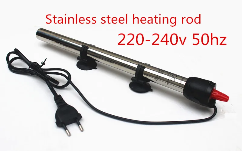 Stainless steel 220V 50 Вт-500 Вт 220 В нагревательный стержень из нержавеющей стали, европейские правила, нагревательный стержень для аквариума, термостат с контролем температуры - Цвет: Stainless steel 220V