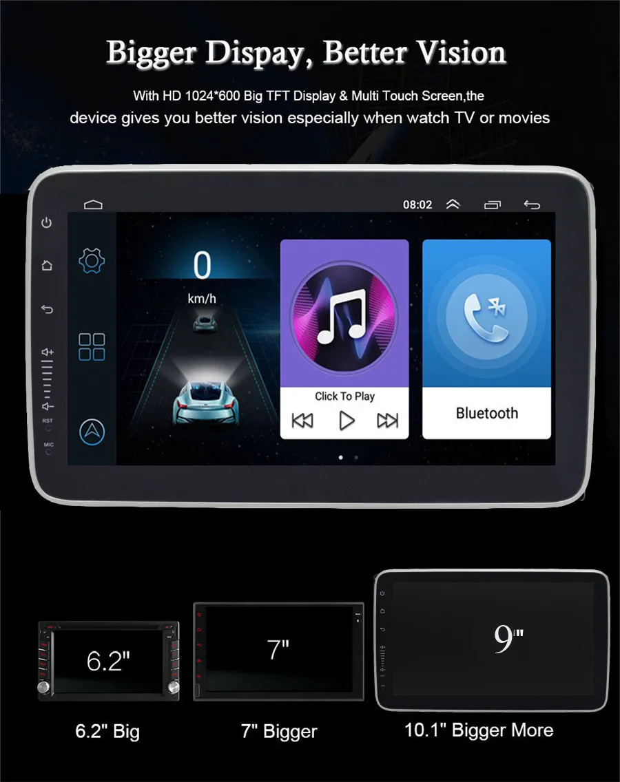 1 DIN " Android 8,1 сенсорный экран 1G ram+ 16G rom автомобильный стерео радио gps Wifi 3g 4G Mirror Link 1080P Универсальный
