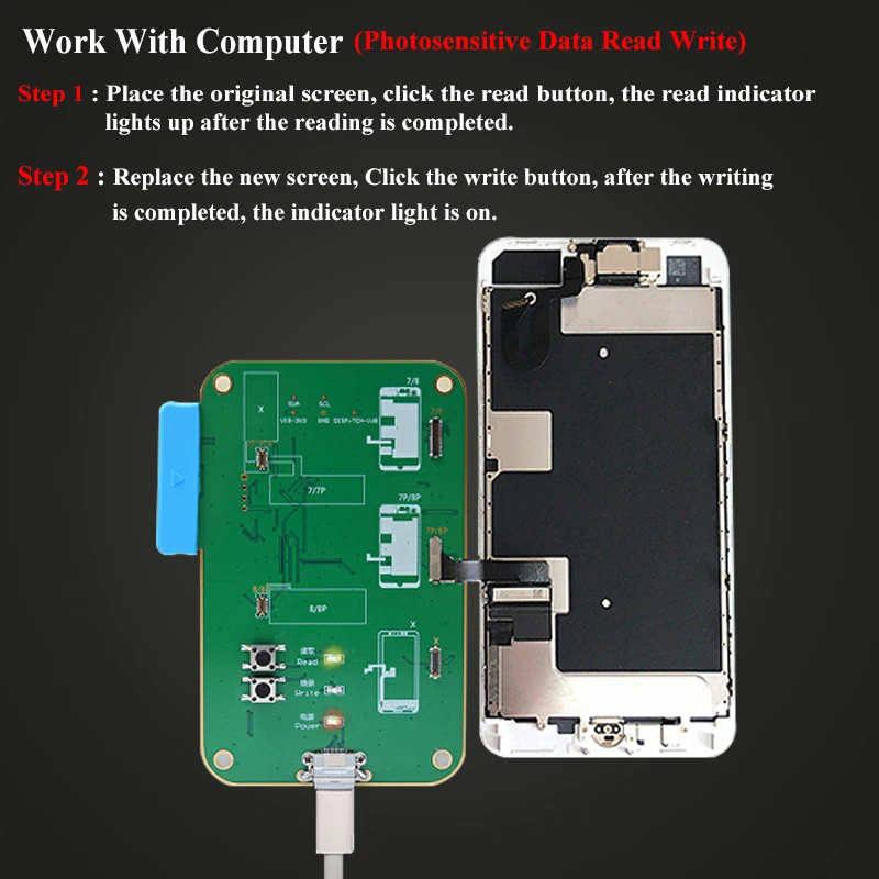 ЖК экран Фоточувствительный блок записи данных программатор для iPhone 8 8P X