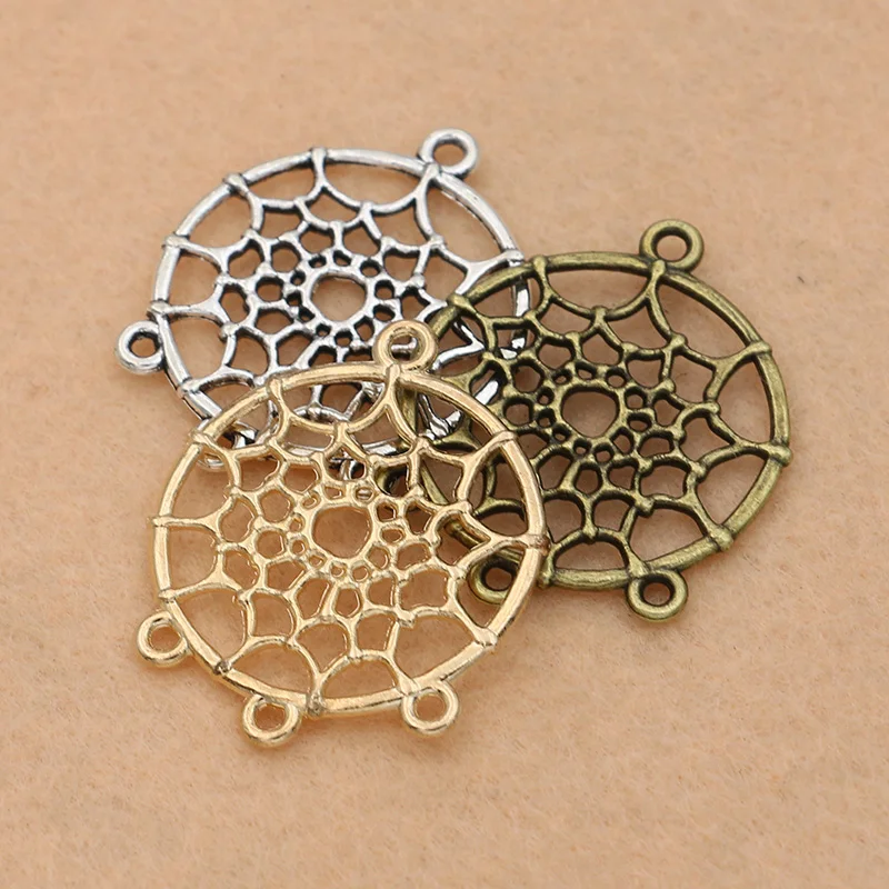 8 шт. античный посеребренный Ловец снов шармы подвески браслеты ожерелья