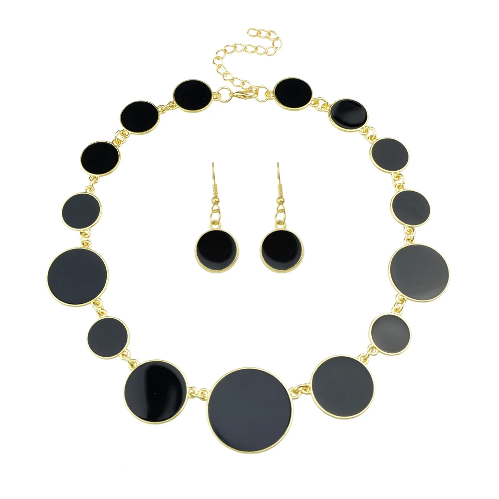 Boho Ювелирные наборы Золото-Цвет цепь с Цвет ful Эмаль Геометрическая Круглый Форма