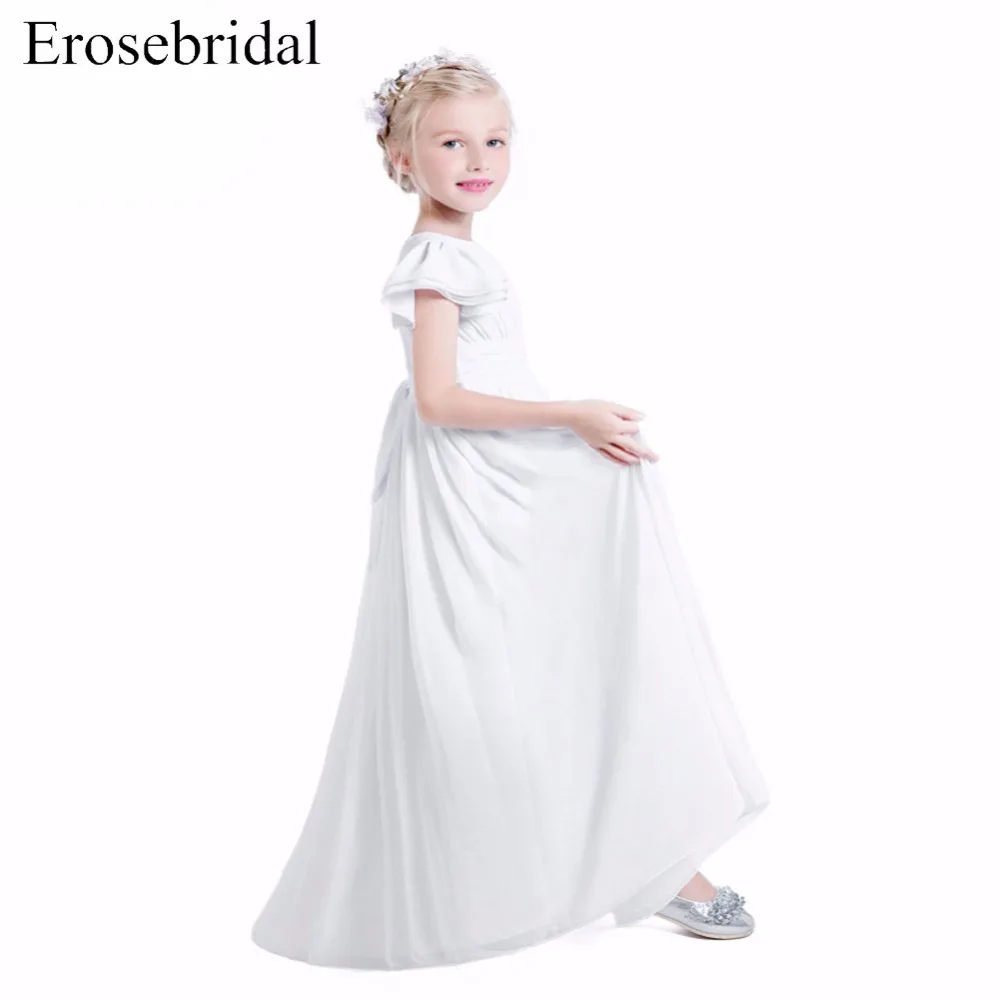 Три Цвет доступны Платья для девочек на свадьбу 2017 шифон одежда принцессы Первое