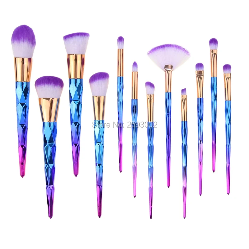12 шт алмазные кисти для макияжа разных форм набор красоты косметические тени век