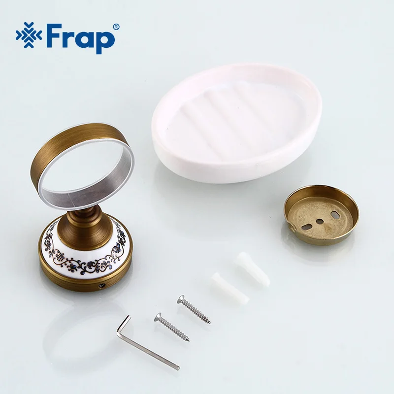 

FRAP High Quality Circular Soap Dish Holder Brass Soap Basket Copper Soap Dispenser Ceramic Separable Hardware Household Y18037