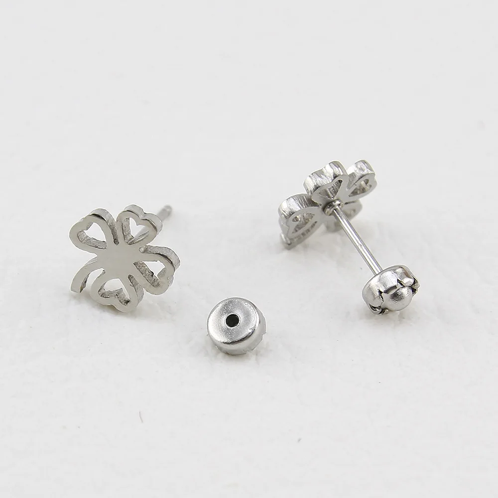 Женские серьги-гвоздики из нержавеющей стали золотистые/Серебристые в