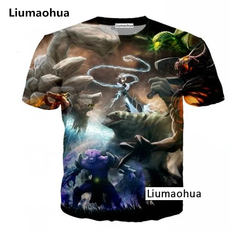 Liu Maohua's latest fashion men's women's T-shirt brand shirt summer Harajuku 3D printing competition Dota 2 0005 | Мужская