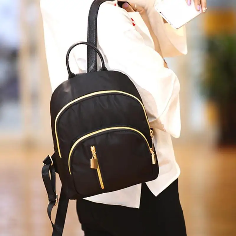 Модные женские маленькие рюкзаки дорожная нейлоновая сумка на плечо Черный