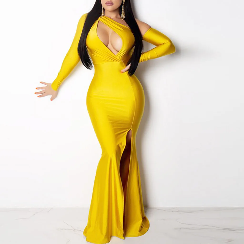 Amazing Women Maxi Dresses Fabulous Ladies Party Dress Gown Side Slit Long Dress Formal Bumpy Women Falda Clothes vestidos longo