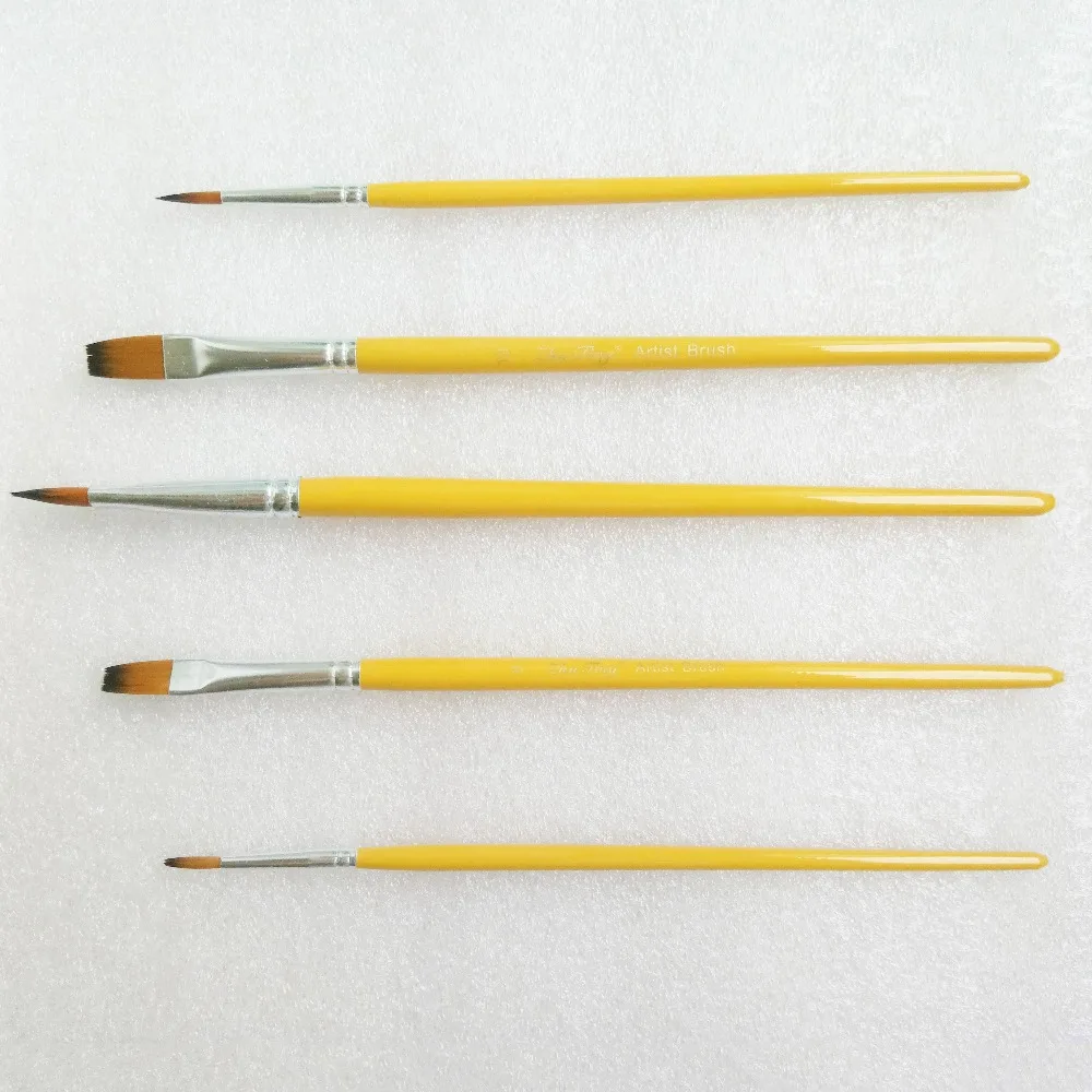 5 шт./компл. зеленый нейлон волос Краски набор кистей кисти художника на плоской