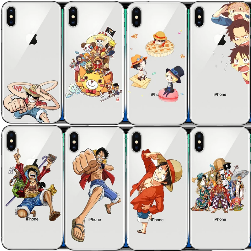 Японский аниме коллаж One Piece Luffy серии Силиконовый Прозрачный чехол для iphone 6 6S 7 8