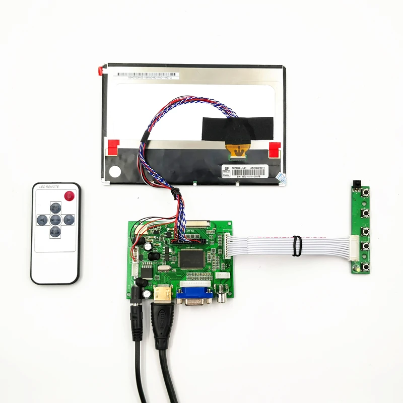 

VGA + 2AV ЖК-дисплей плата контроллера + IPS 7 дюймов ЖК-дисплей панель с 1280*800 + кабель низковольтной дифференциальной передачи сигналов от ulanzi + дистанционное управление + OSD клавиатура для видом от первого лица