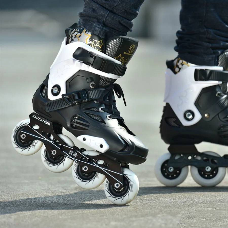 black white Japy Skate роликовые коньки со слалом Фигурное катание для взрослых роликовые коньки Профессиональные роликовые коньки для улицы катание для мужчин и женщин - Цвет: black white