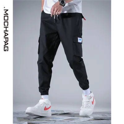 Модные Молодежные штаны-шаровары из 100% хлопка с несколькими карманами мужские