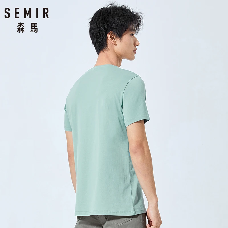 SEMIR Футболка мужская летняя футболка однотонная 100% хлопок Homme 3XL одежда плюс