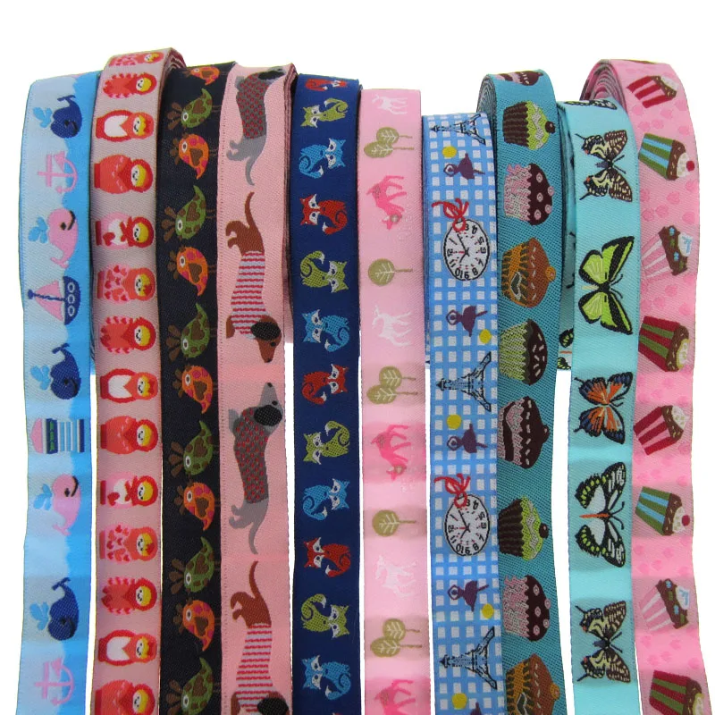 Тканевая жаккардовая лента 2 ярда отделка 5/8 &quot животное кукла торт тканые бренды