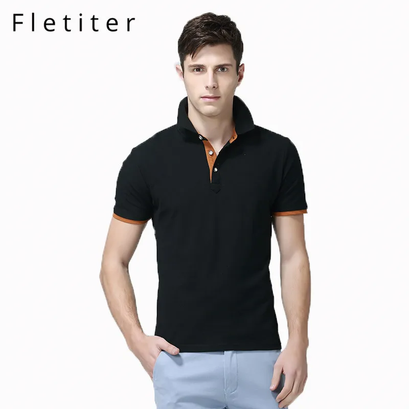 Fletiter летние новые мужские хлопковые рубашки поло с коротким рукавом однотонные простые рубашки для мужчин модные рубашки поло Brand бренд
