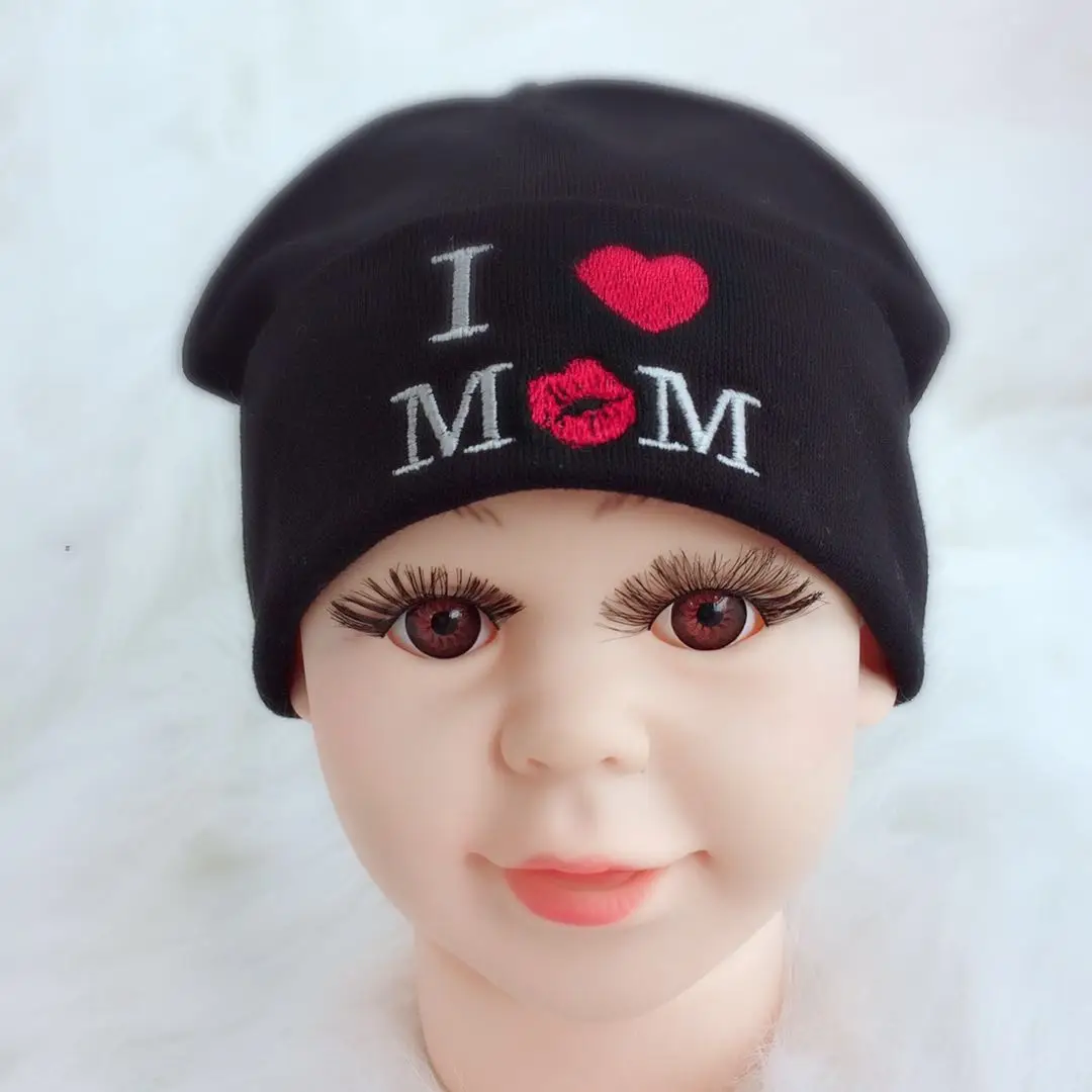 Baby Hat Newborn infant Cotton Skullies I Love mama Caps Hats For Girl boy Knitted Beanies Cap gorro 6 to 12 months | Детская одежда и