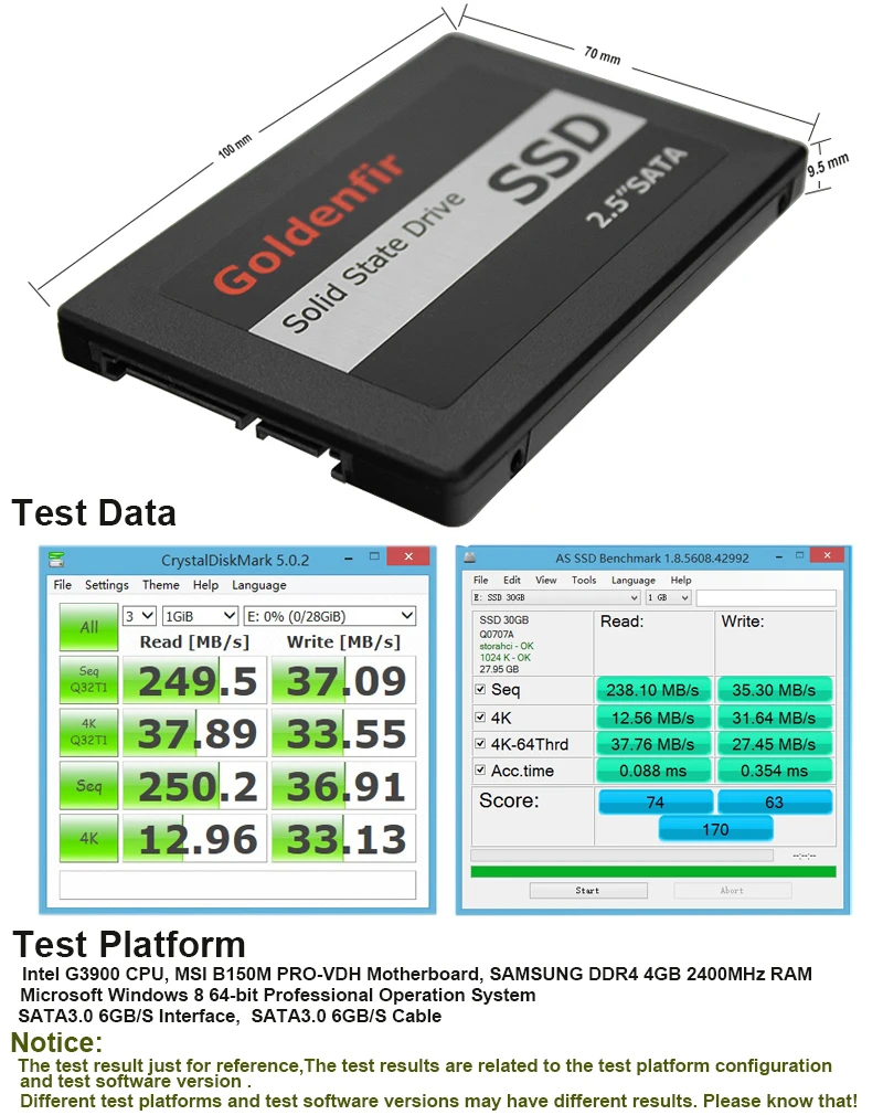 Goldenfir SSD 8g 60gb 120gb высокоскоростной твердотельный накопитель HD 360GB 480GB 960GB 1 ТБ 500G жесткий диск для ПК настольный ноутбук