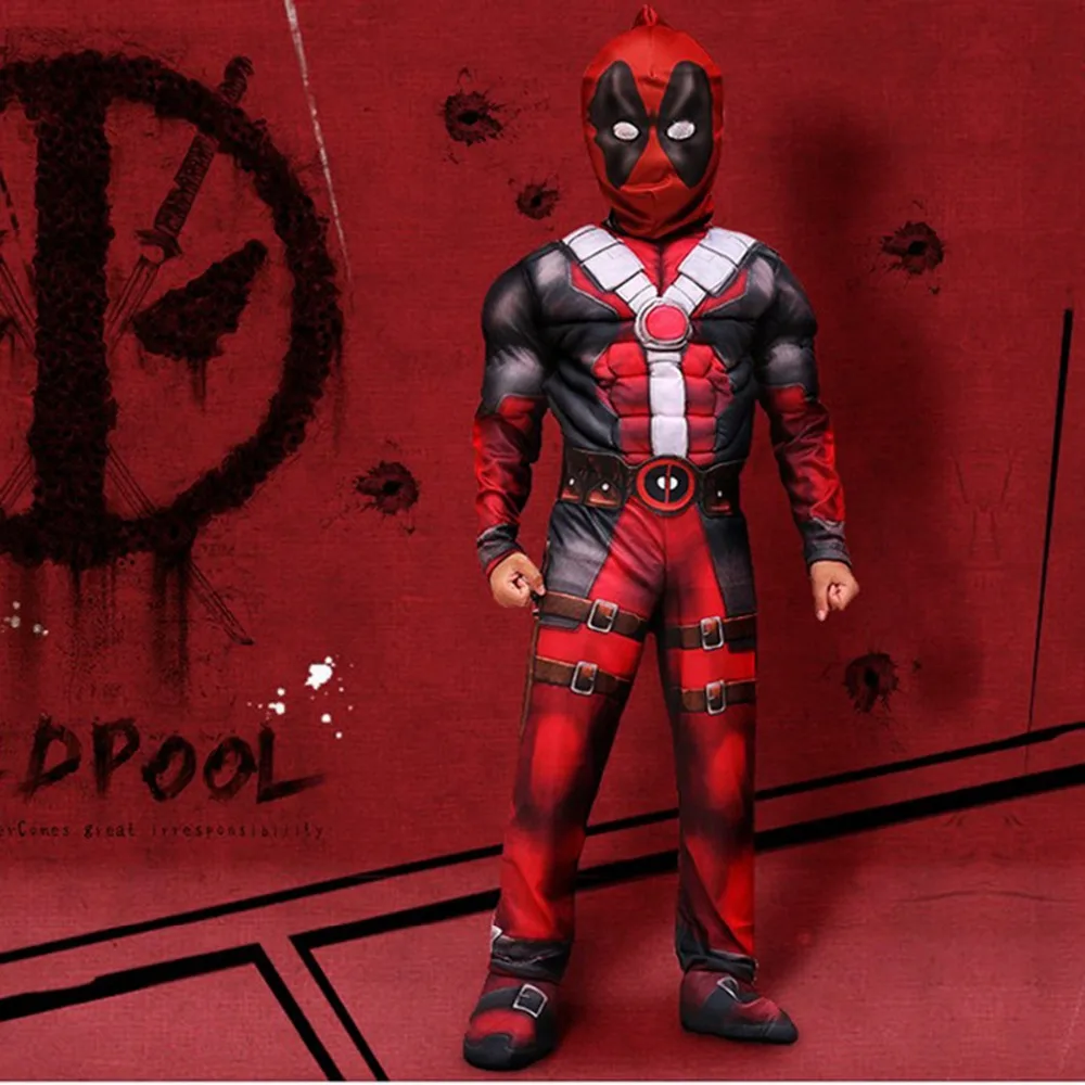 Костюм для косплея Для Мальчиков Marvel's Avengers deadpooly детский облегающий костюм