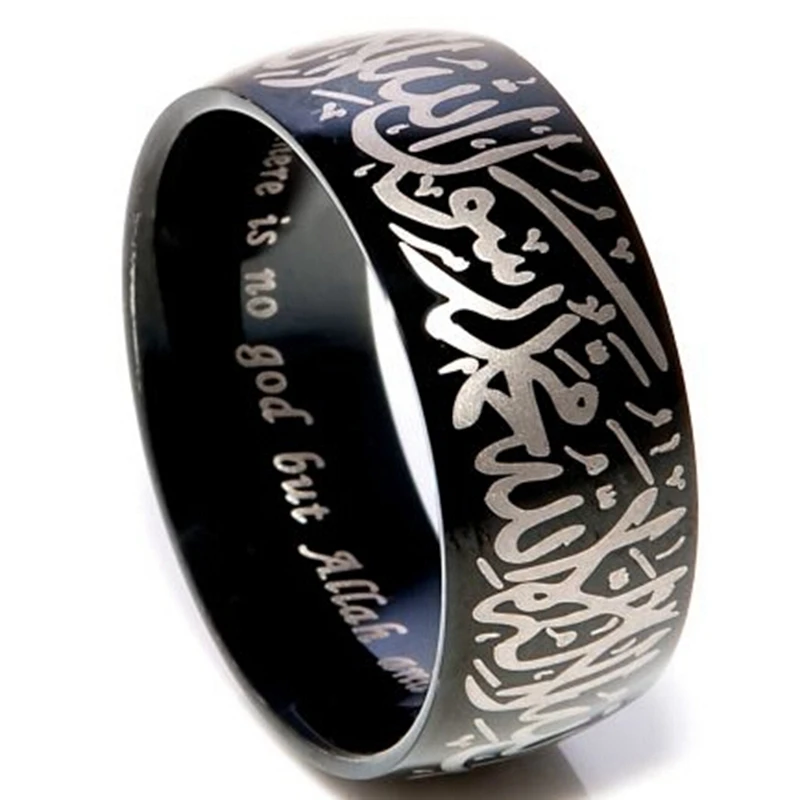 Черное кольцо из нержавеющей стали 8 мм Размер 7 15 аqeeq Shahada|steel jump rings|ring angelring barrel |