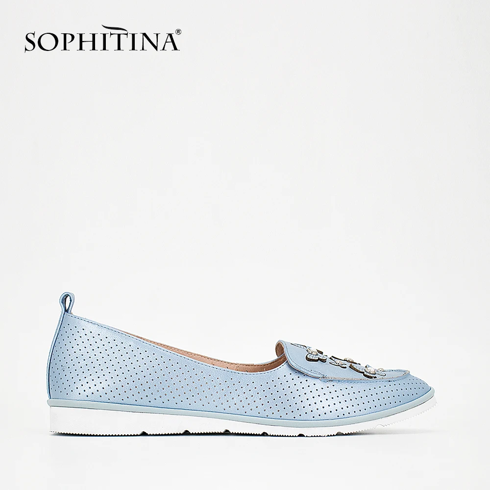 Женские туфли на плоской подошве SOPHITINA повседневные лоферы из овечьей кожи без