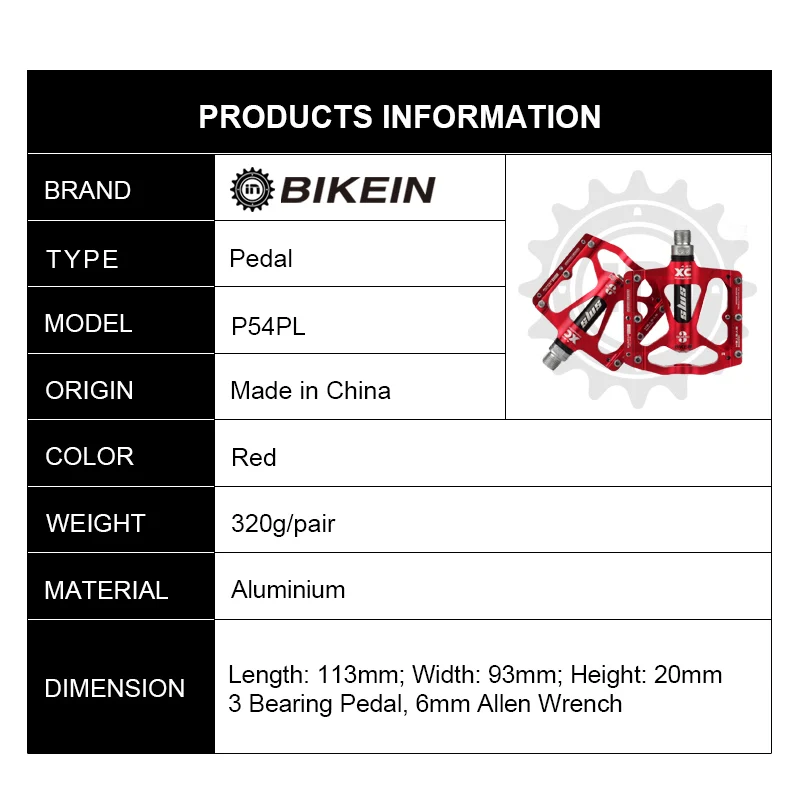 

BIKEIN Ultralight CNC Aluminum Cycling 9/16 Inch Pedal MTB Bicycle Flat 3 Sealed Bearing BMX Pedals 7 Colors Mountain Bike Parts