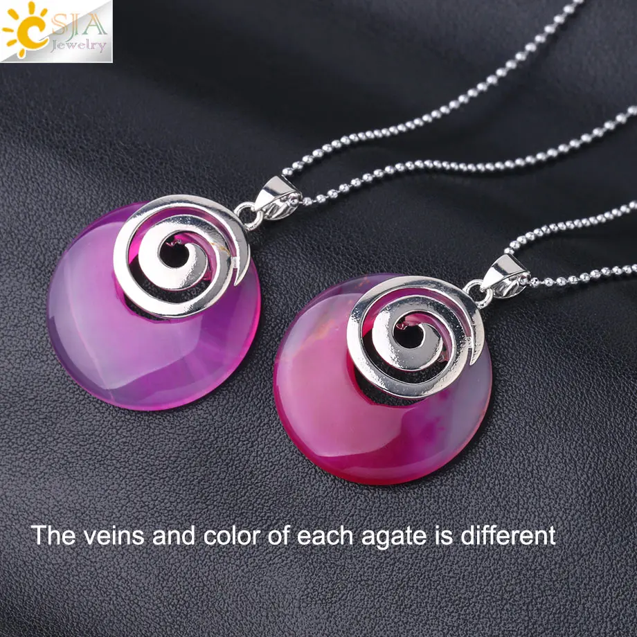 Ожерелье CSJA из натурального фиолетового красного агата и ракушек подвески для