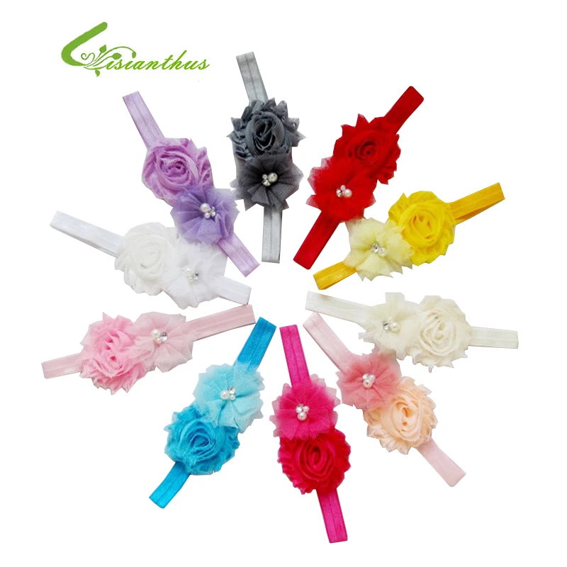 Free Shipping Fashion diamond pearl Baby lace Headband colorful Flower HairBand Headwear Gift accessory retail Min order 1 | Детская