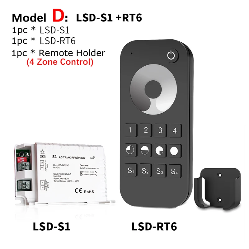 Model D Triac Dimmer LED 220V 230V 100V AC Wireless RF Dimmable with 2.4G Remote Dimmer 220V Controller for LED Bulbs Lamps - Цвет: Model D