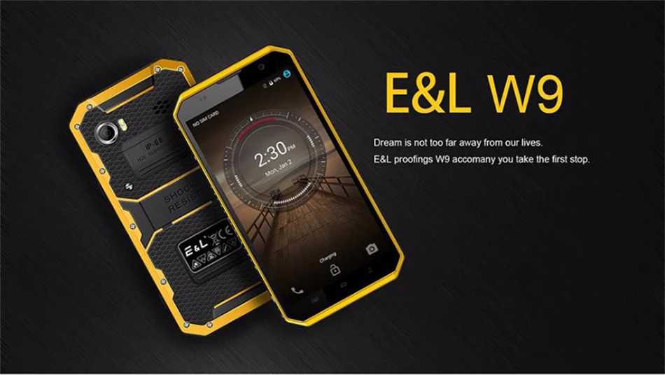 E& L W9 IP68 водонепроницаемый мобильный телефон 7,0 дюймов Android 6,0 MTK6753 Восьмиядерный 2 ГБ+ 16 Гб 5.0MP+ 8.0MP 4000 мАч смартфон