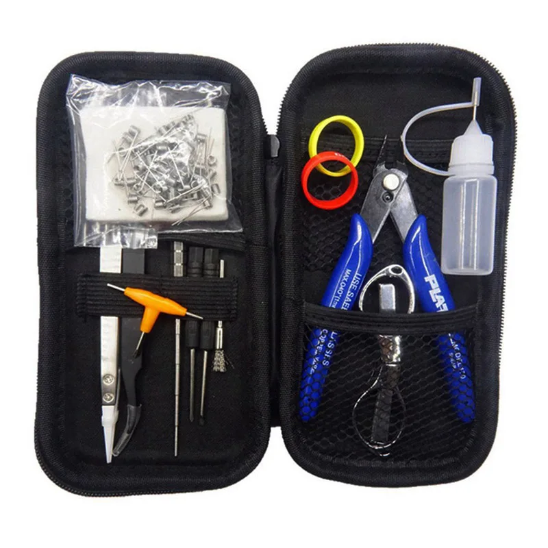 

Wholesale Mini Vape DIY Tool Bag Tweezers Pliers Wire Heaters Kit Coil Jig Winding For Packing Electronic Cigarette Accessories
