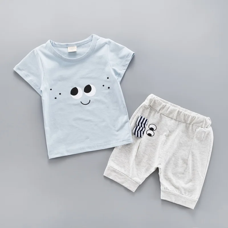 Kids Clothes Sets Summer Boys and Girls T-shirts Shorts Baby Cartoon Small Eyes Short-sleeved Two-piece Suits |