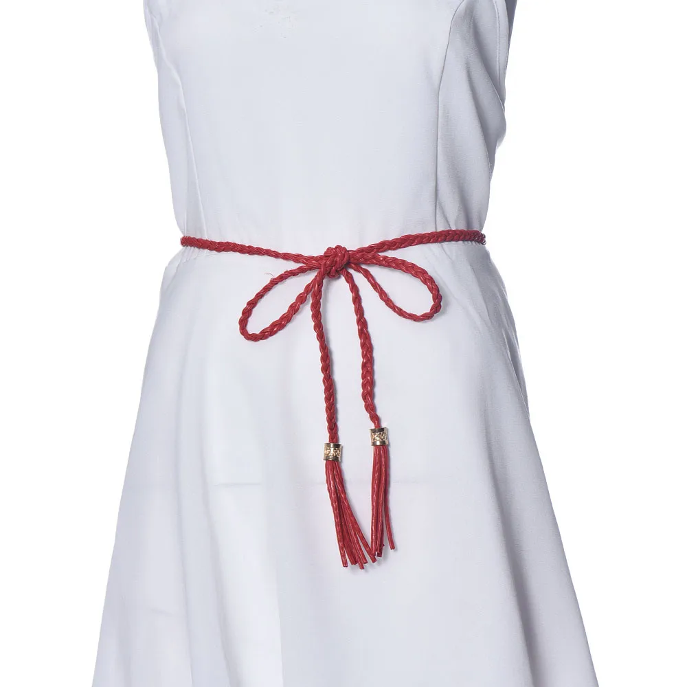 Женский кожаный ремень пояс цепочка на талию с кисточками в богемном стиле
