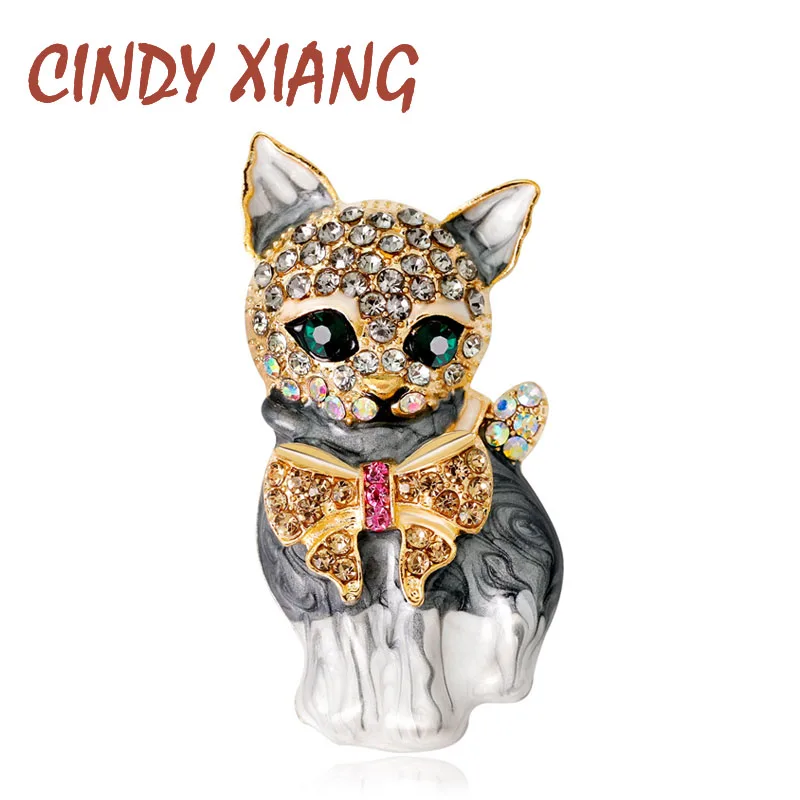 CINDY XIANG эмалированные броши кошки для женщин модные стразы Элегантная Брошь в