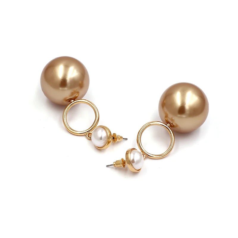 MOON OVER Fashion Simple Big Pearl Earrings Imitation Pearls Vintage Earings For Women Gold Temperament Earring Jewelry | Украшения и